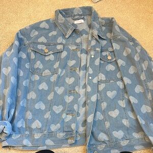 Heart Pattern Jean Jacket